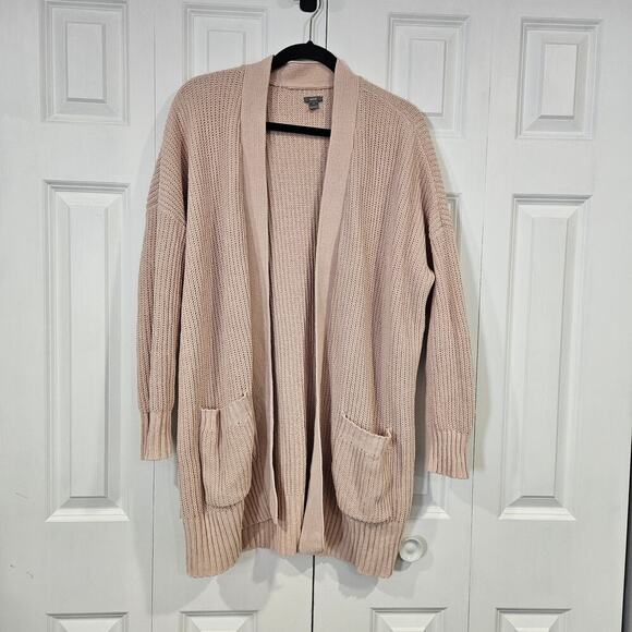 Aerie Oversized Medium Peach Chunky Knit Cardigan Pockets Cozy - Picture 1 of 8
